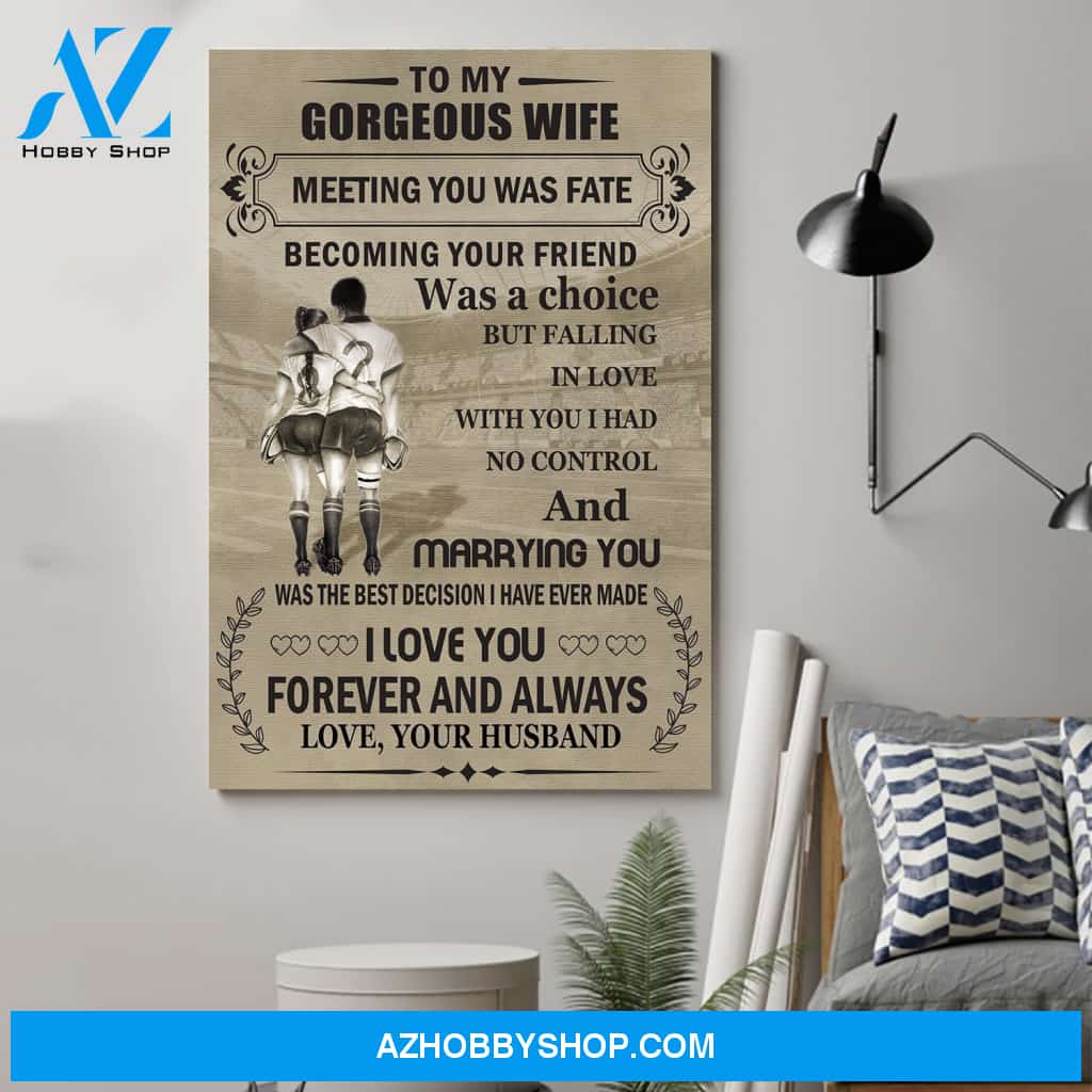 G-QH Rugby Poster - to gorgeous wife - meeting you