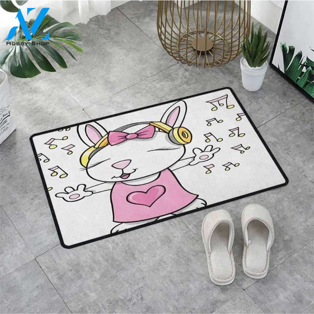 Rabbit Music Notes Doormat | Welcome Mat | House Warming Gift