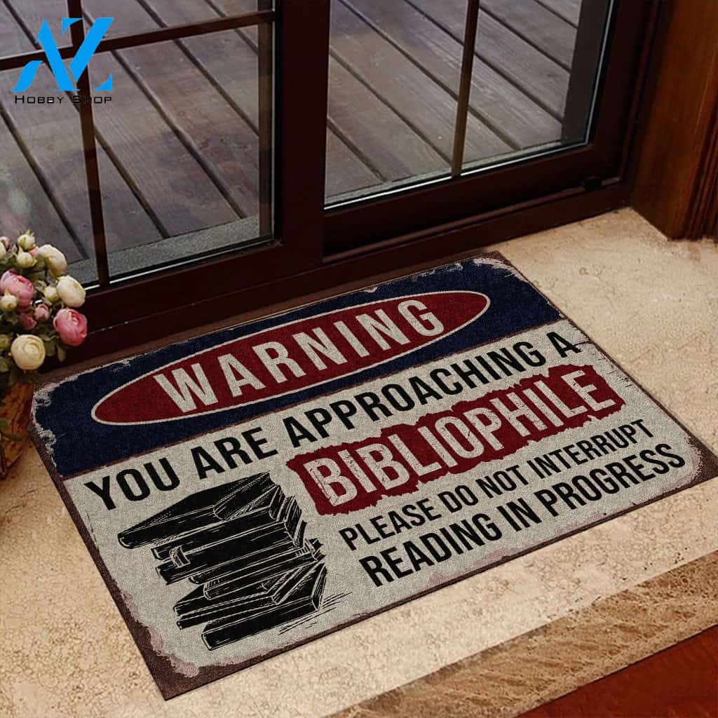 Reading Warning You Are Approaching A Bibliophile Doormat | Welcome Mat | House Warming Gift