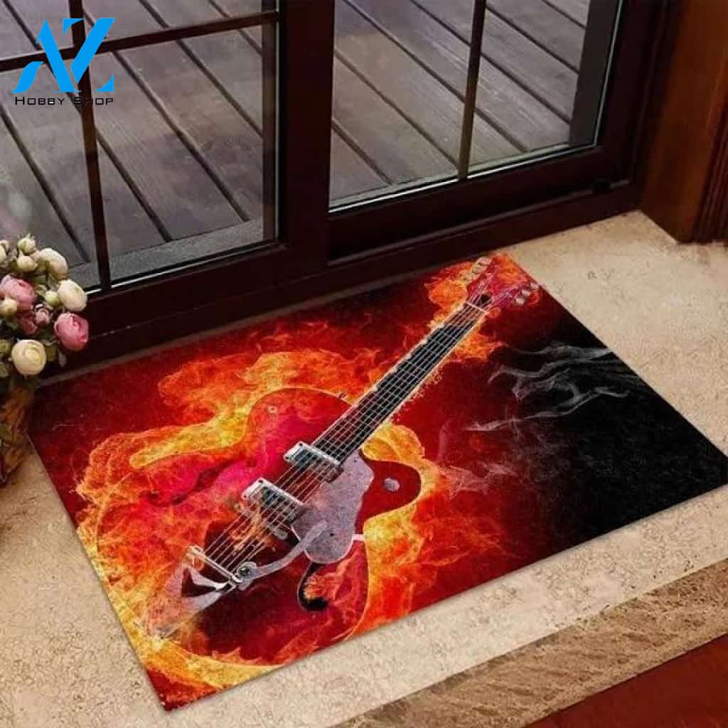 Red Electric Guitar Doormat Welcome Mat Housewarming Gift Home Decor Funny Doormat Gift Idea For Guitar Lovers Gift For Friend