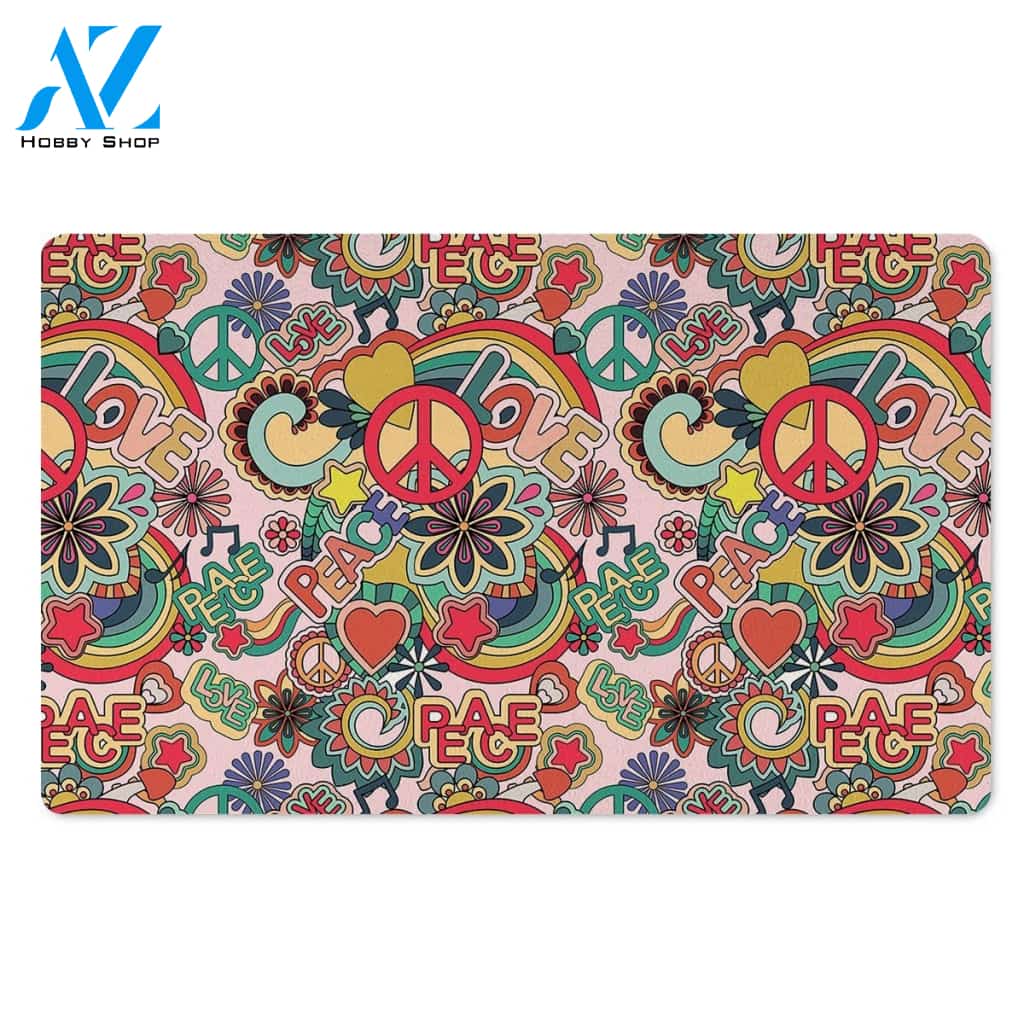 Retro Hippie Door Mat