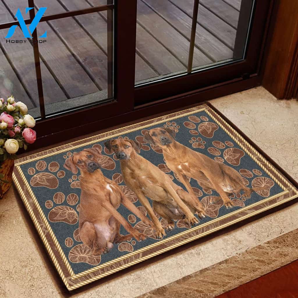 Rhodesian Ridgeback Flower Paw - Dog Doormat Welcome Mat House Warming Gift Home Decor Gift for Dog Lovers Funny Doormat Gift Idea