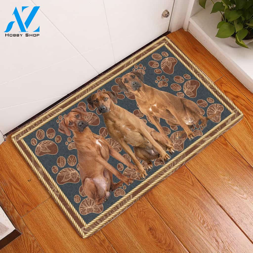 Rhodesian Ridgeback Flower Paw H11807 - Door Mat | Welcome Mat | House Warming Gift