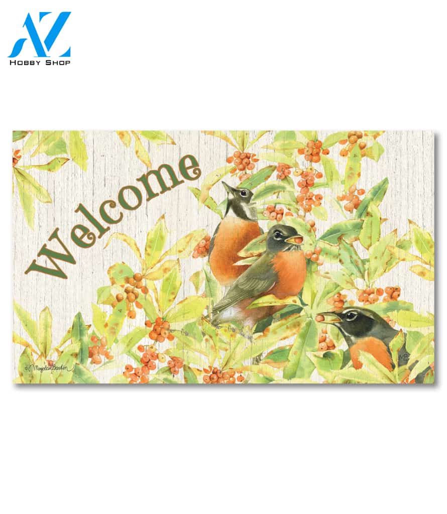 Robins and Berries Doormat - 18" x 30"