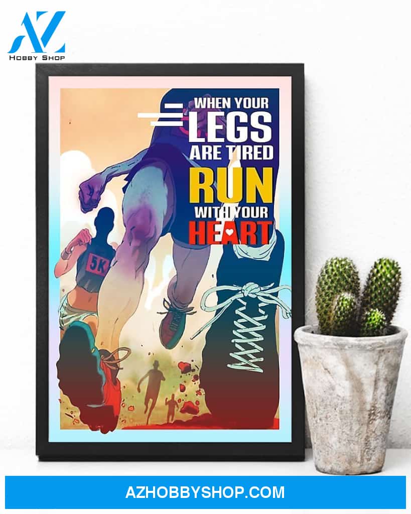 Running Run With Your Heart Vertical Canvas Painting, Wall Decor Visual Art