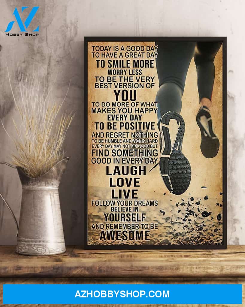 Running To Have A Great Day Vertical Canvas Prints, Wall Decor Visual Art