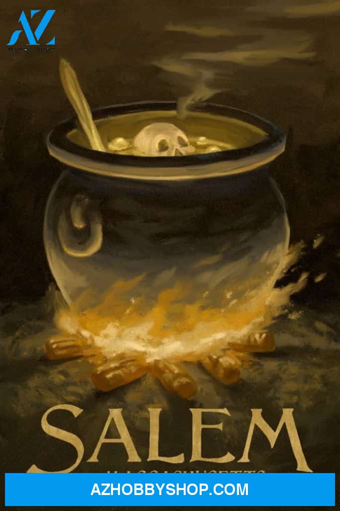 Salem Massachusetts Cauldron Halloween Oil Painting