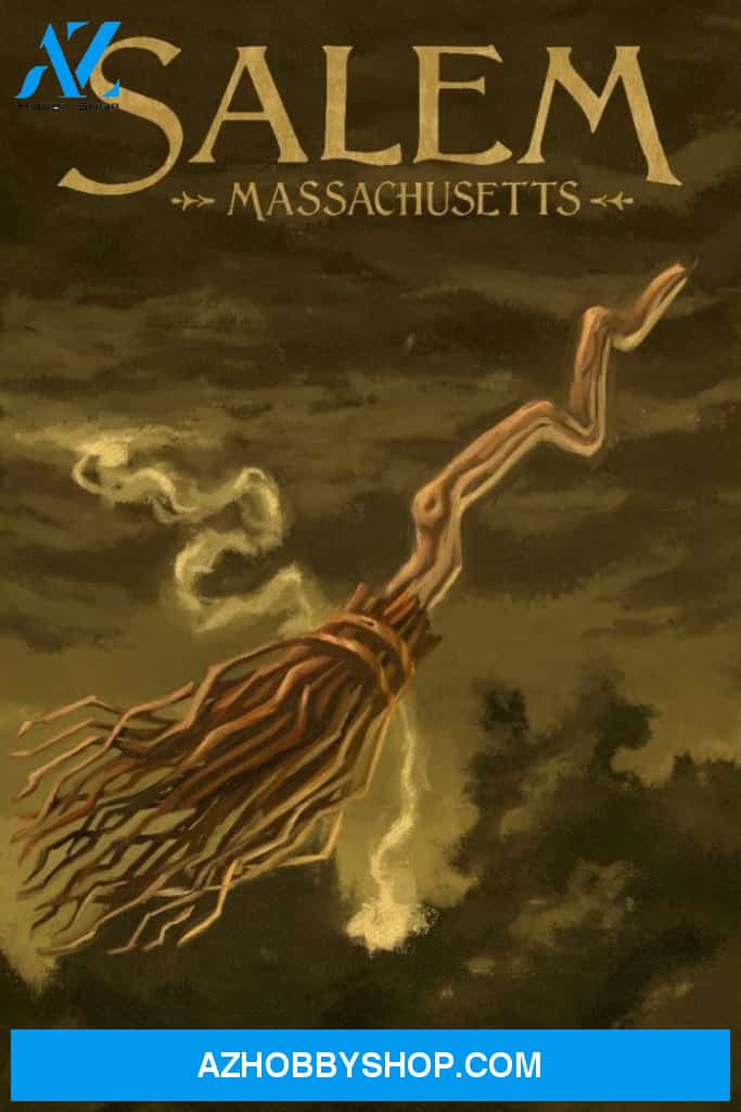 Salem Massachusetts Witch'S Broom Halloween Oil Painting