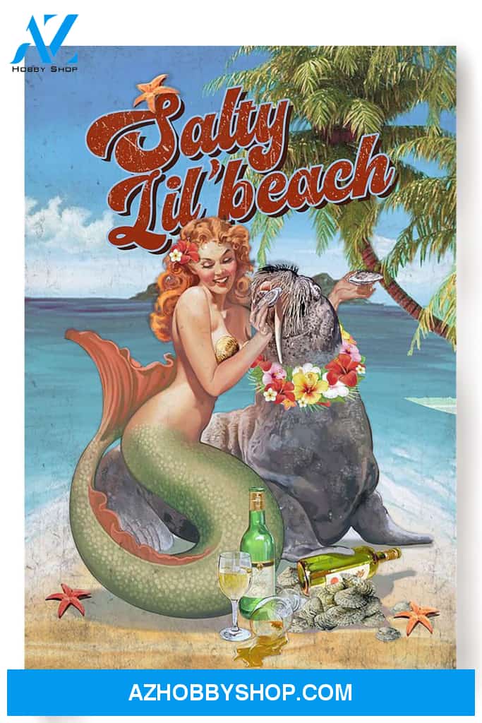 Sally Lil' Beach Mermaid Nautical Sea Wall Art For Girls Room Decor Poster Wall Decor