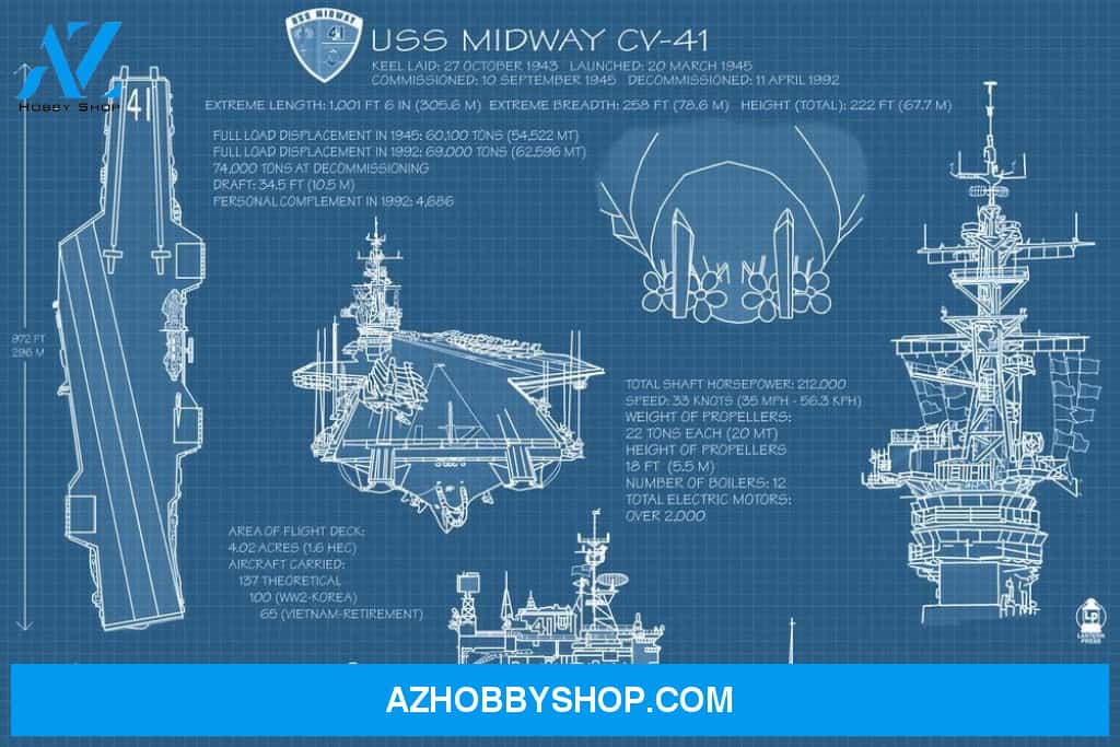 San Diego California Uss Midway Blue Print