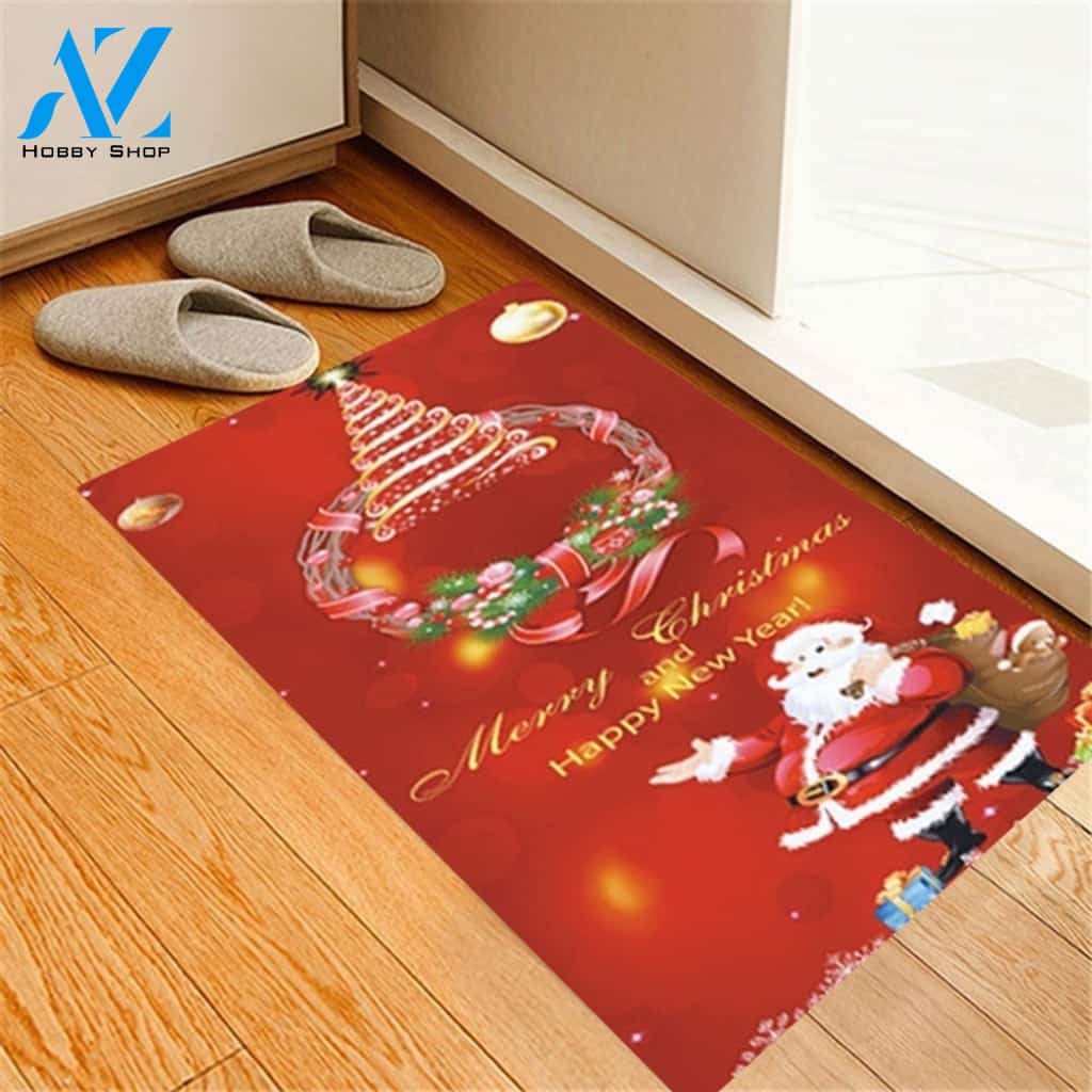 Santa Claus Merry Christmas & Happy New Year Indoor And Outdoor Mat Entrance Rug Sweet Home Decor Housewarming, Gift For Friend Family