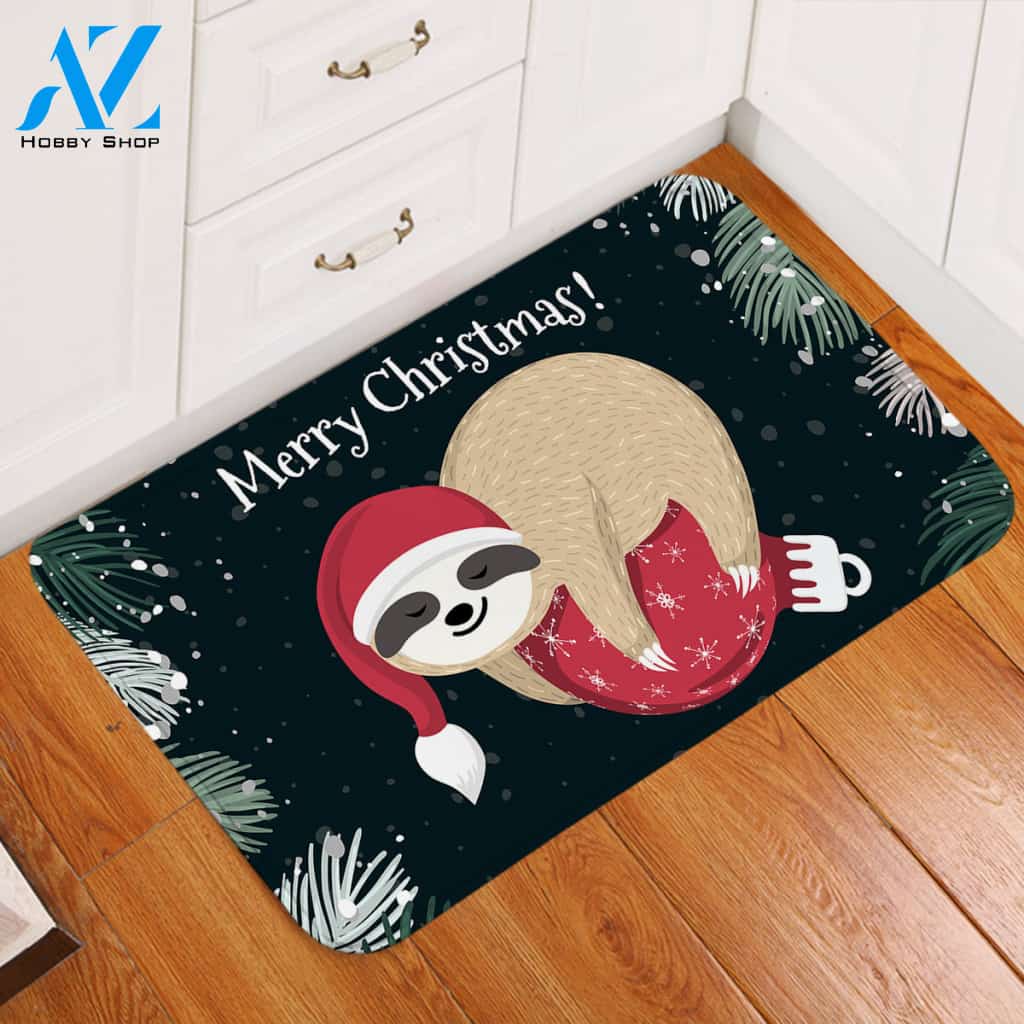 Santa Sloth Door Mat