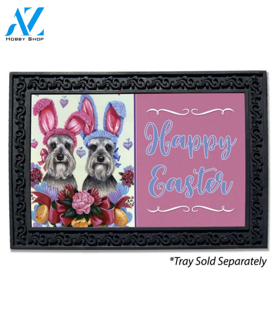 Schnauzer Spring Bunny Doormat - 18" x 30"