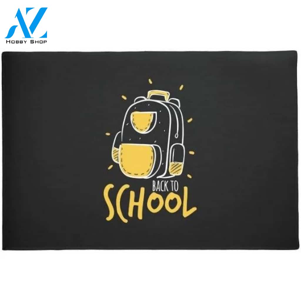 School Bag I Am Back To School Cute Funny Indoor And Outdoor Doormat Warm House Gift Welcome Mat Birthday Gift For Kids Student Class Teacher School