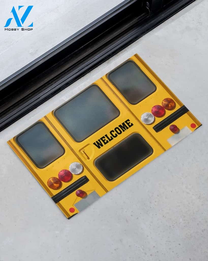 School Bus Welcome Funny Indoor And Outdoor Doormat Warm House Gift Welcome Mat Birthday Gift For Friend Family