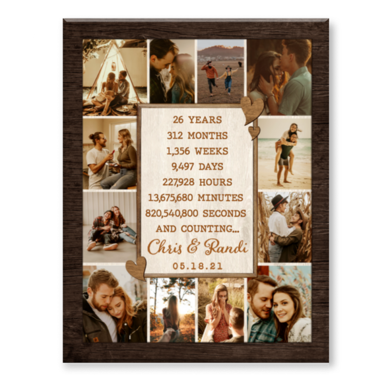 26th Anniversary Photo Collage Canvas, Custom 26 Year Anniversary Gift