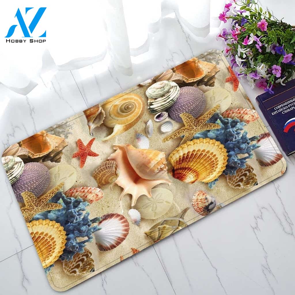 Sea Animal Starfish Seashells Doormat Welcome Mat House Warming Gift Home Decor Funny Doormat Gift Idea