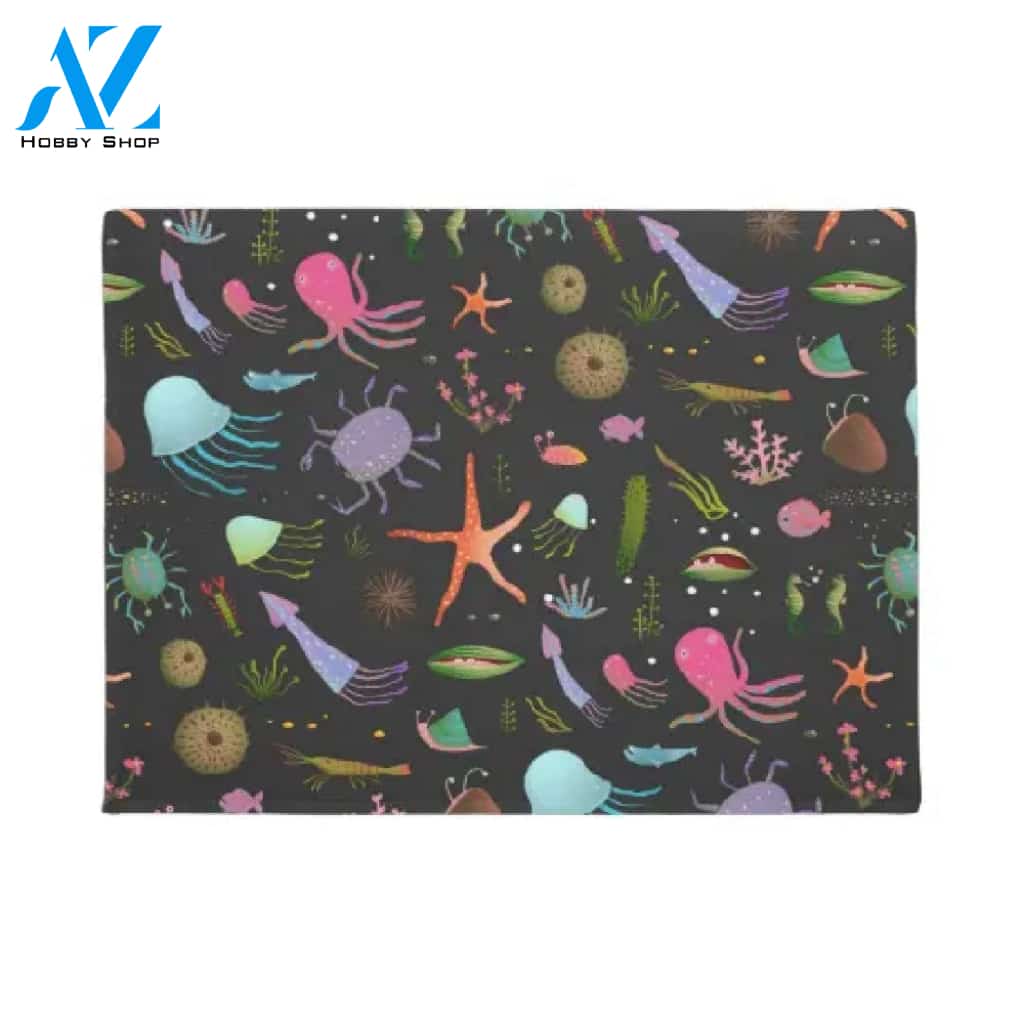 Sea Critters Pattern Doormat Housewarming Gift Family Welcome Mat Gift For Friend Family