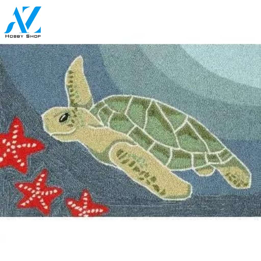 Sea Turtle and Starfish Welcome Mat