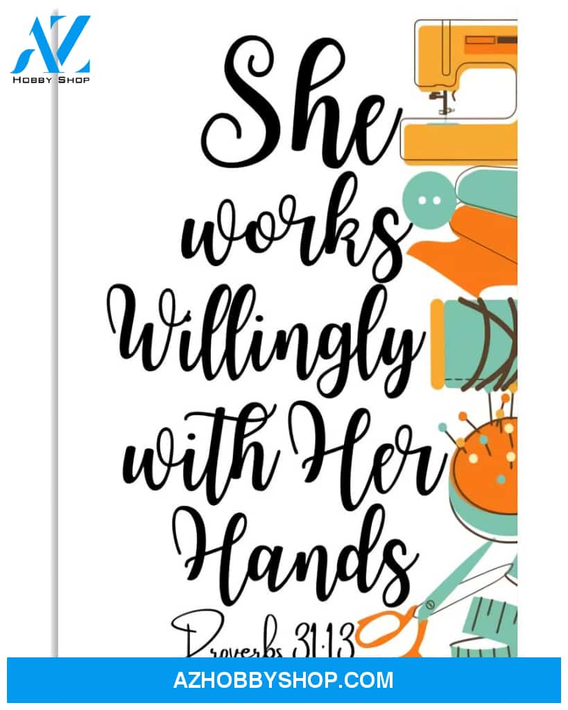 Sewing Poster Works Willingly With Her Hands Sewing Wall Decor