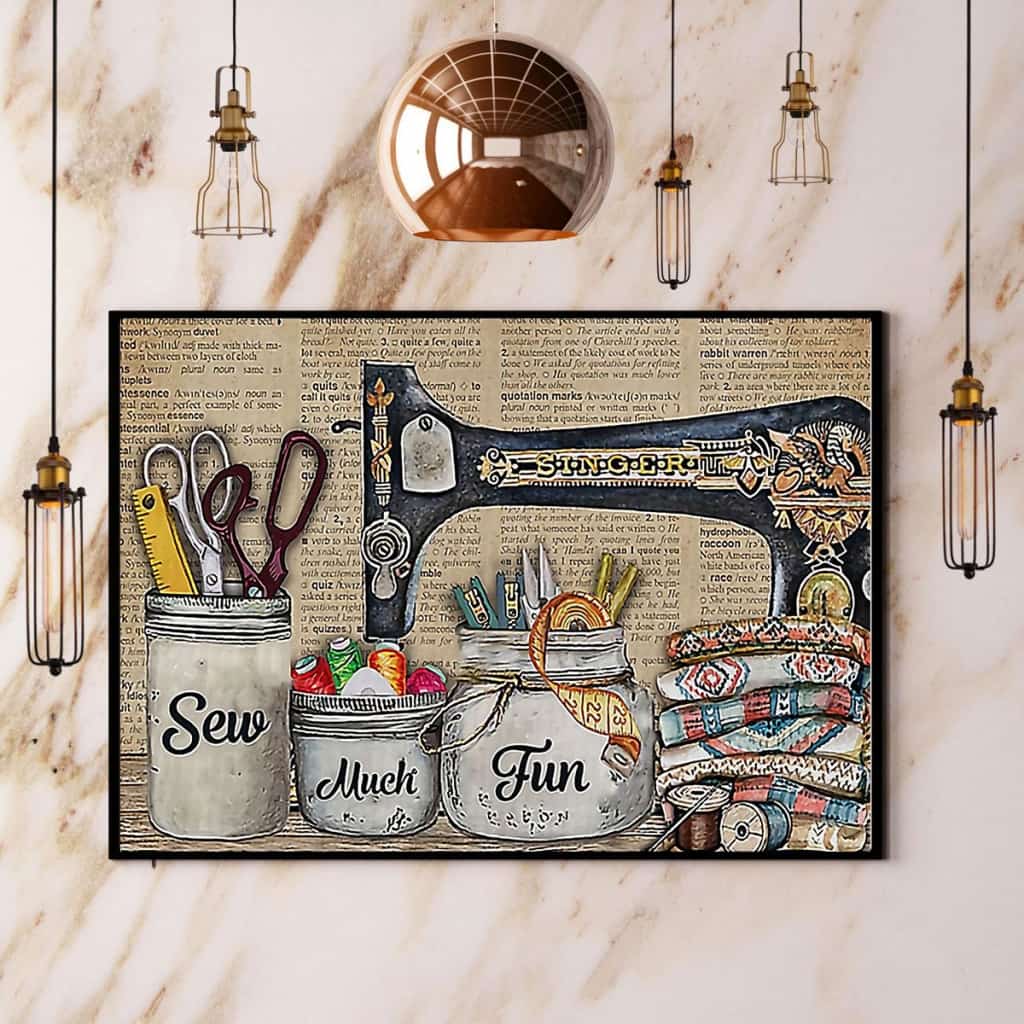 Sewing Sew Much Fun Paper Poster No Frame Matte Canvas Wall Decor