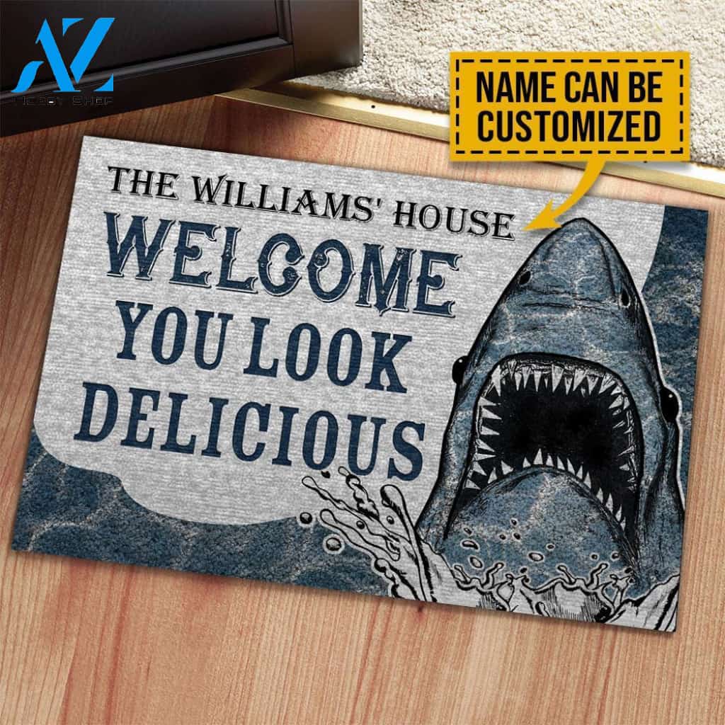 Shark Welcome You Look Delicious Custom Doormat | Welcome Mat | House Warming Gift