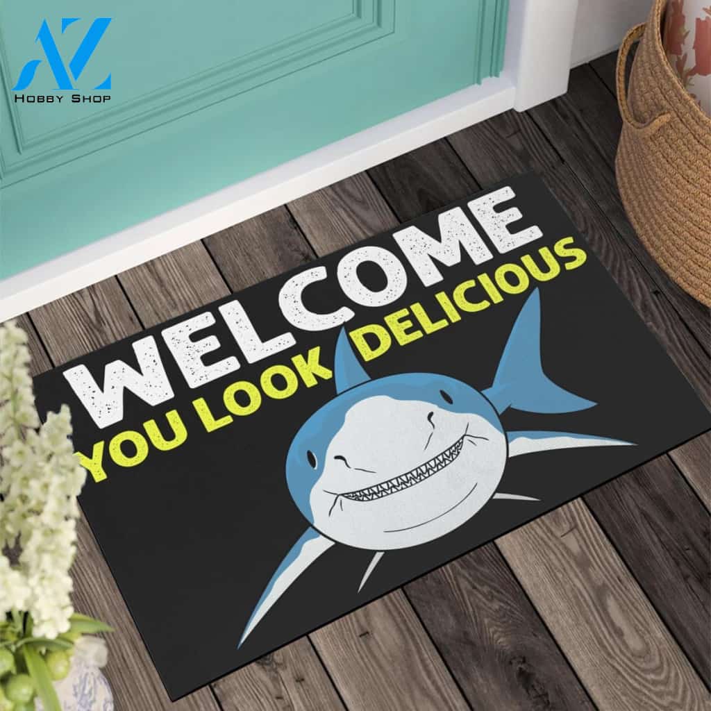 Shark, You Look Delicious Doormat Indoor And Outdoor Doormat Welcome Mat Housewarming Gift Home Decor Funny Doormat Gift Idea