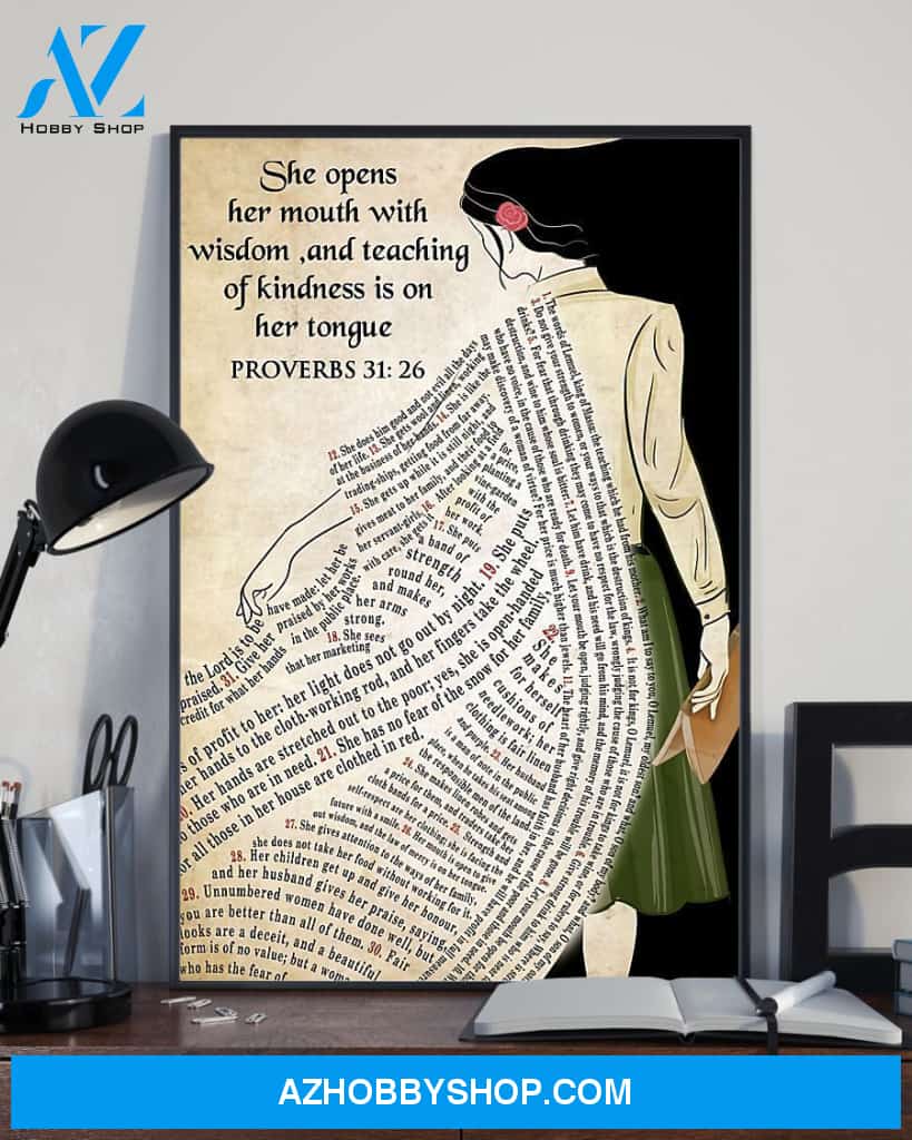 Teacher Classroom Canvas She Opens Her Mouth With Wisdom, Student Wall Art Back to School Gift for Teacher
