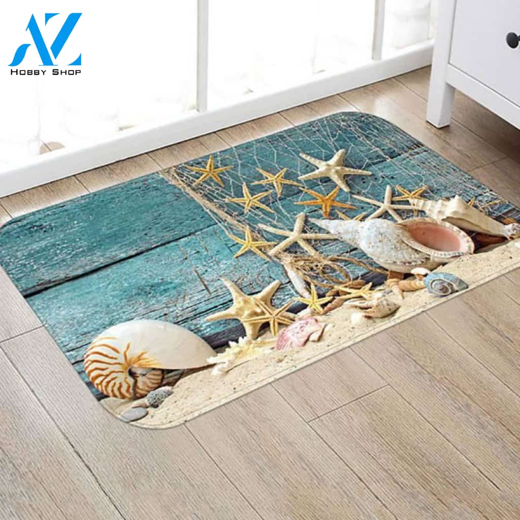 Shell Starfish Easy Clean Welcome DoorMat | Felt And Rubber | DO3113
