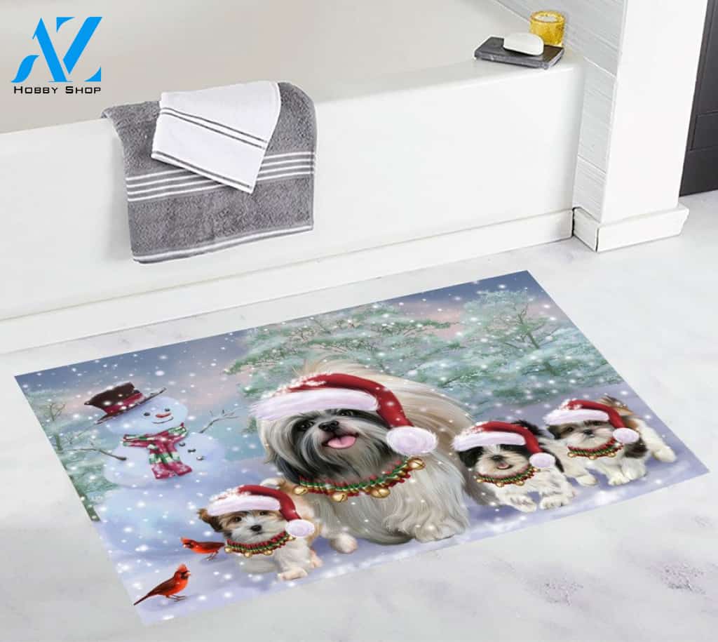 Shih Tzu Christmas Dog Running Doormat