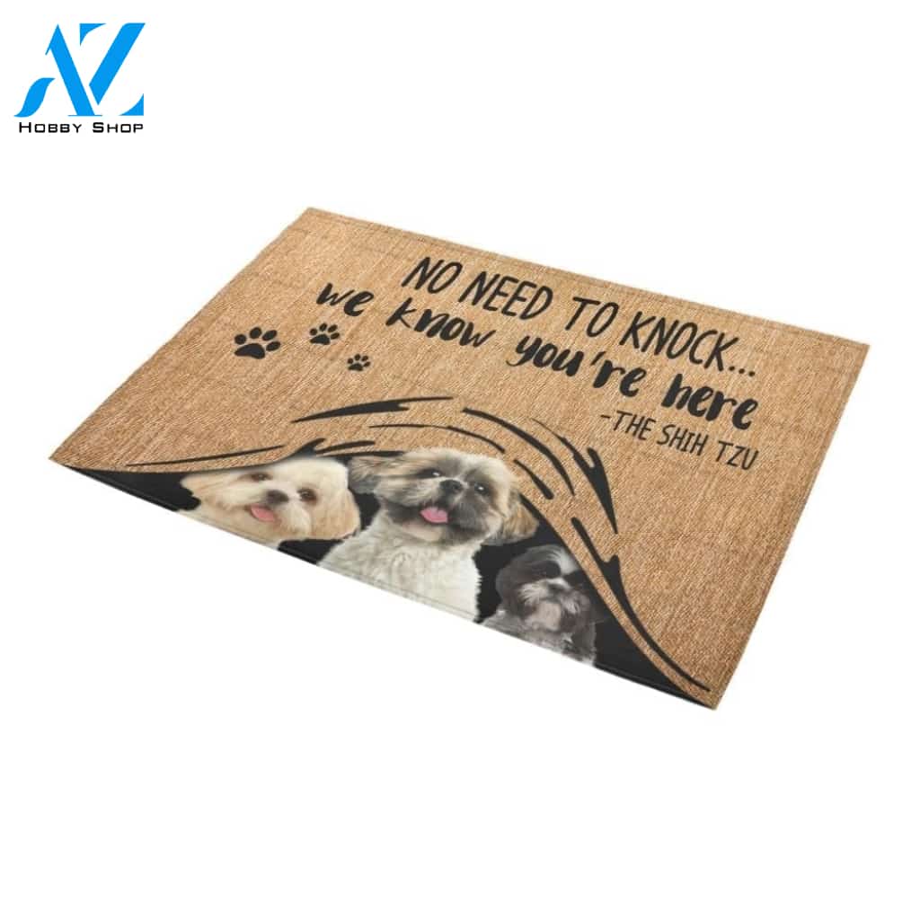 Shih Tzu We Know You’re Here Printed Doormat Home Decor