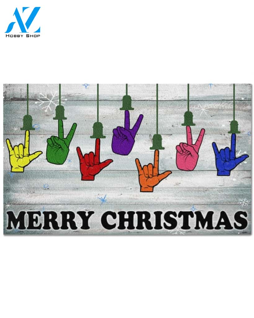 Sign Language Merry Christmas Doormat Gift For Friend Family Birthday Gift Home Decor Warm House Gift Welcome Mat