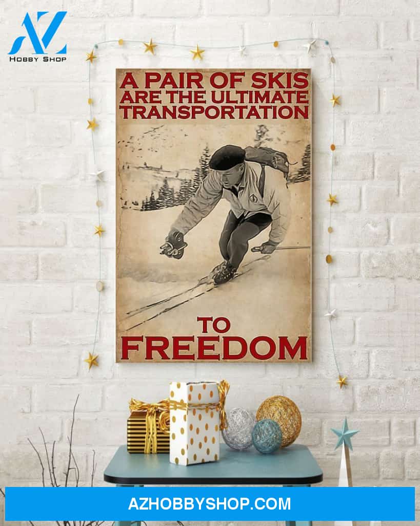 Skiing A Pair Of Skis Vertical Art Canvas, Wall Decor Visual Art