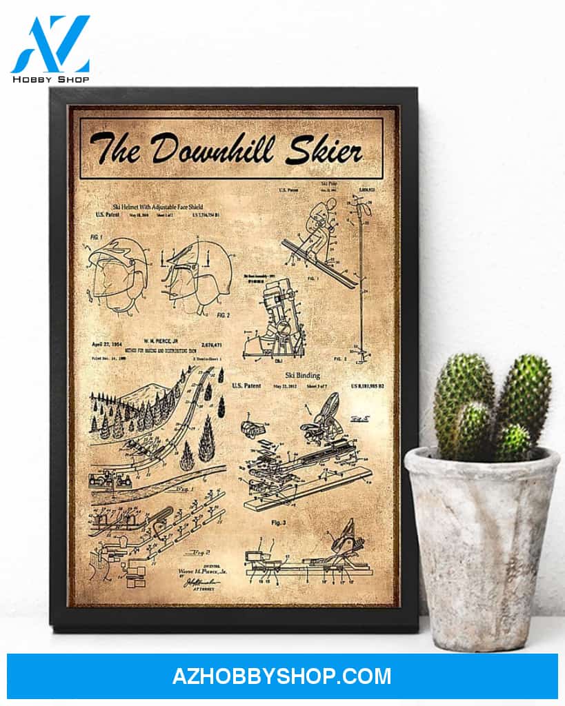 Skiing The Downhill Skier Vertical Art Canvas, Wall Decor Visual Art