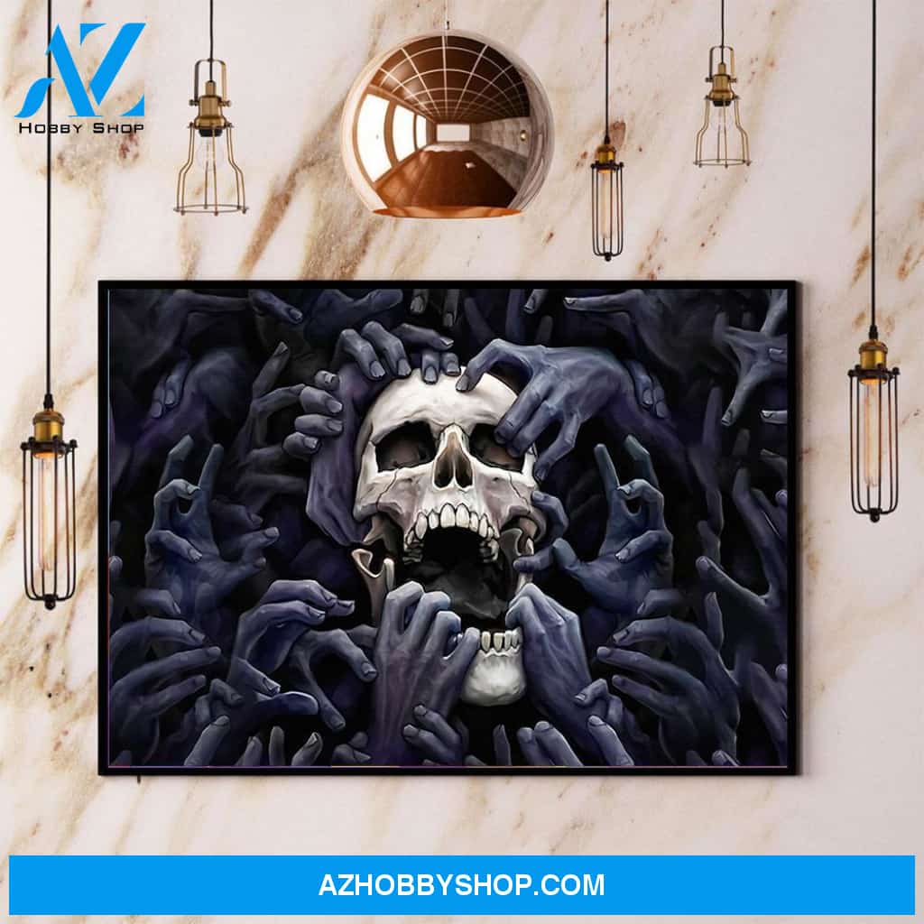 Skull Hands Halloween Canvas And Poster, Wall Decor Visual Art, Halloween Gift, Happy Halloween