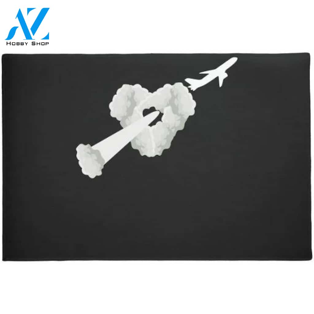 Sky Flight Heart Airplane Pilot Captain Stewardess Doormat Welcome Mat House Warming Gift Home Decor Funny Doormat Gift Idea