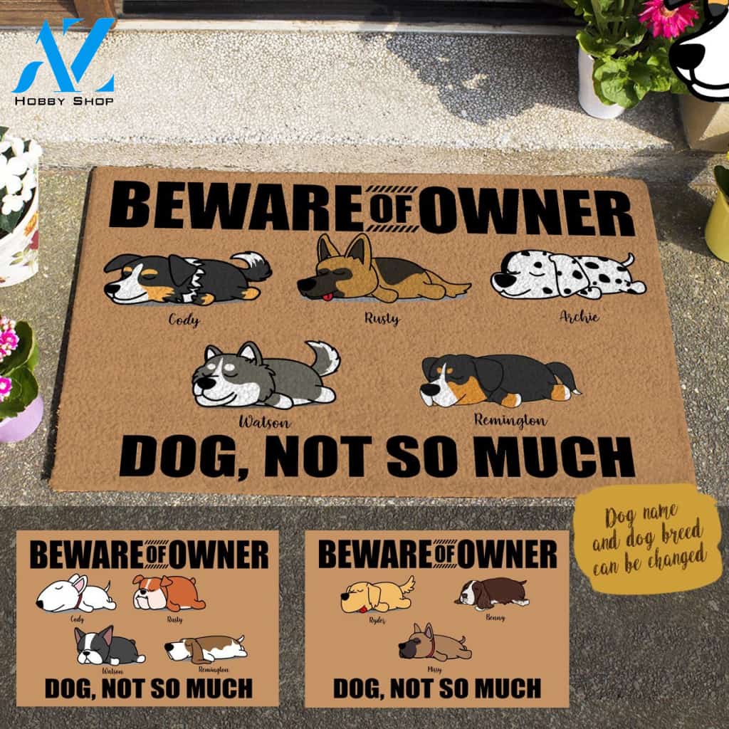 Sleeping Dog, Beware Of Owner . Dog, Not So Much Personalized Doormat