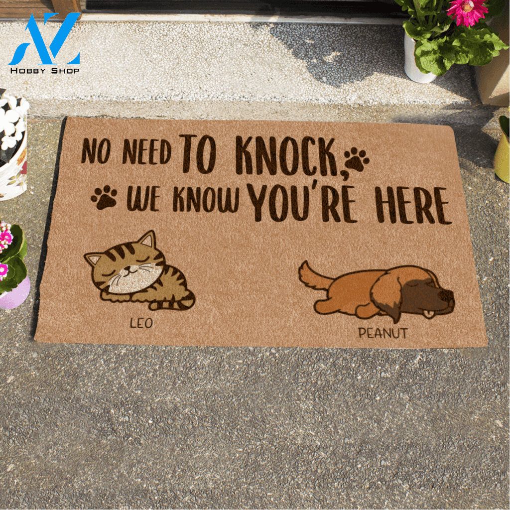 Sleeping Pets All Guest Must Be Approved | No Need To Knock We Know You Are Here | 24h Patrolled Area Dog Cat Personalized Doormat HQ