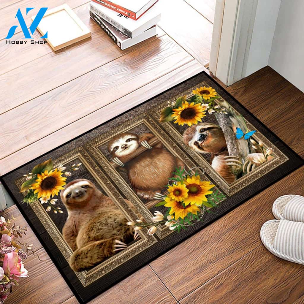 Sloth Lovely Sunflowers Doormat | Welcome Mat | House Warming Gift