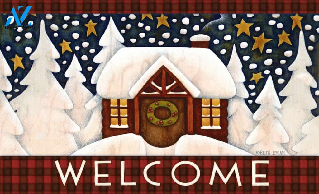 Snow Winter Welcome Doormat Indoor And Outdoor Mat Entrance Rug Sweet Home Decor Housewarming Gift Gift Friend Family Christmas Holiday