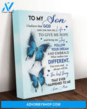 Son Canvas To My Son I Believe That God Mom Butterfly Canvas Wall Art Full Size