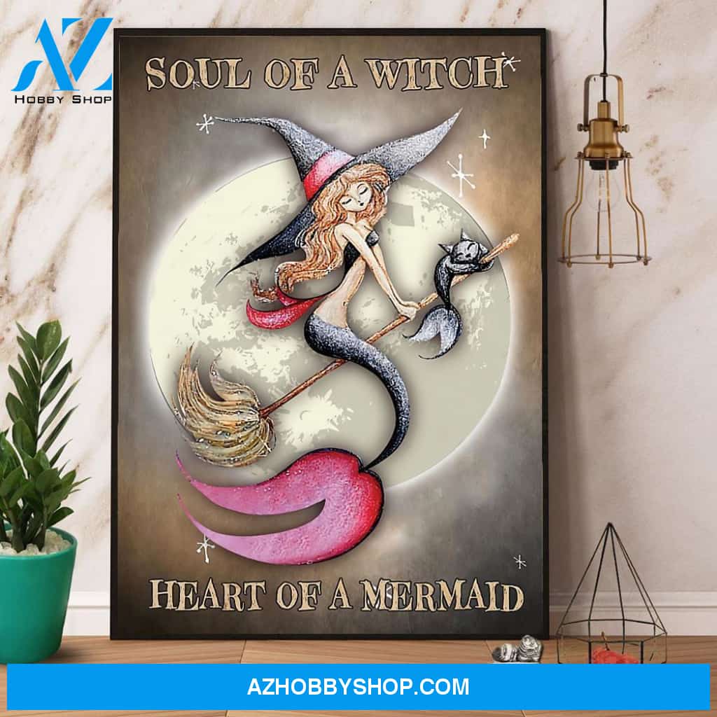 Soul Of A Witch Heart Of A Mermaid Halloween Canvas And Poster, Wall Decor Visual Art, Halloween Gift, Happy Halloween
