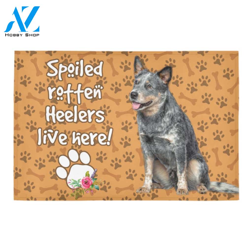 Spoiled Rotten Heelers Live Here Doormat Welcome Mat Housewarming Gift Home Decor Funny Doormat Gift Idea For Dog Lovers