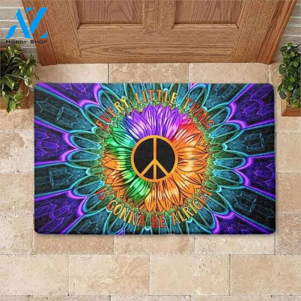 Sportyzen Hippie Every Little Thing Is Gonna Be Alright Door mat DH, M (18 x 24 inch)