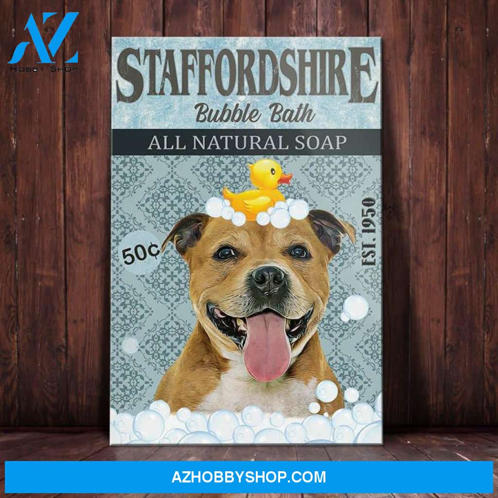 Staffordshire Bull Terrier Dog Bath Company Canvas Wall Art, Wall Decor Visual Art