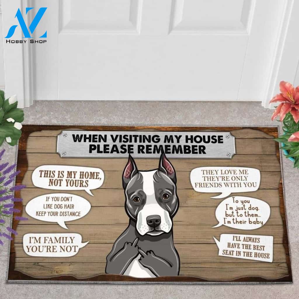 Staffordshire Terrier Please Remember This Is My Home Funny Doormat Gift For Dog Lovers Home Decor Warm House Gift Welcome Mat Halloween Decor