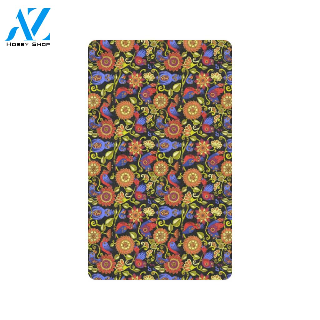 Steampunk Bird Design Themed Print Rubber Doormat