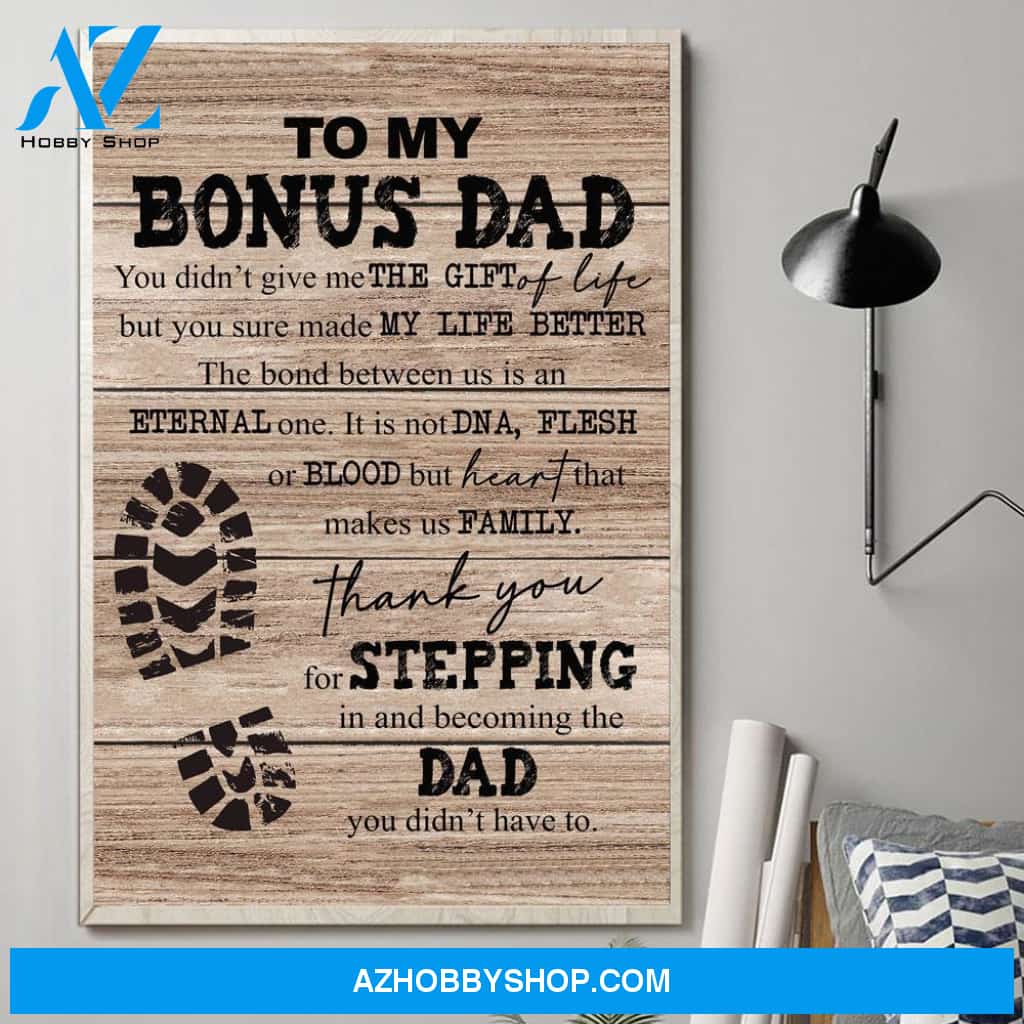 Stepping Up Bonus Dad Vertical Canvas Wall Art, Wall Decor Visual Art