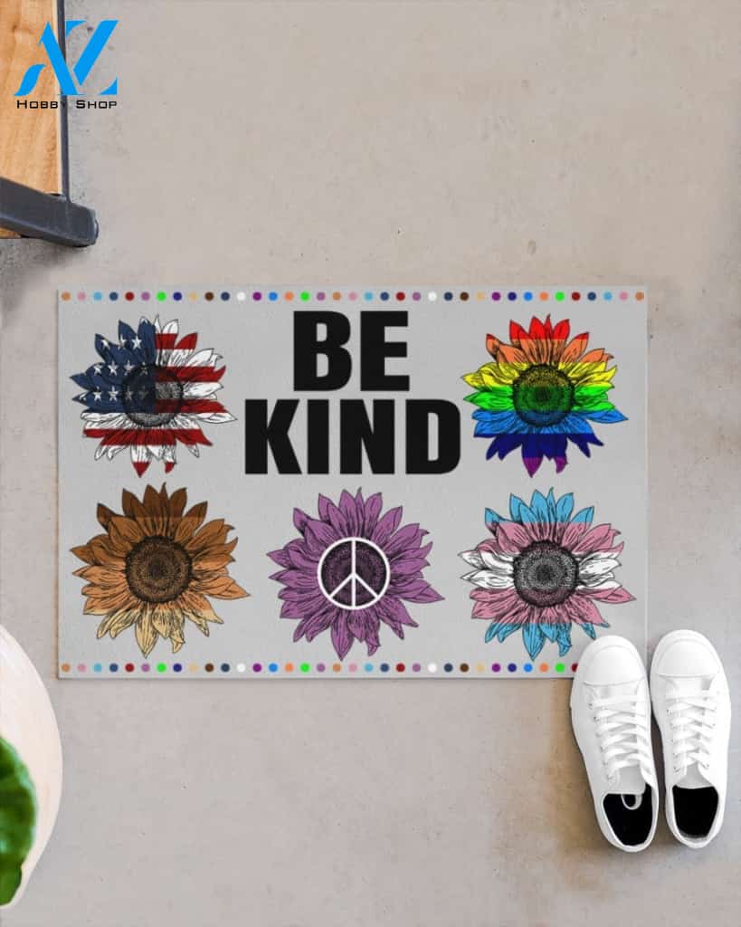 Sunflower Be Kind Equality Indoor And Outdoor Doormat Gift For Friend Fanily Birthday Gift Decor Warm House Gift Welcome Mat