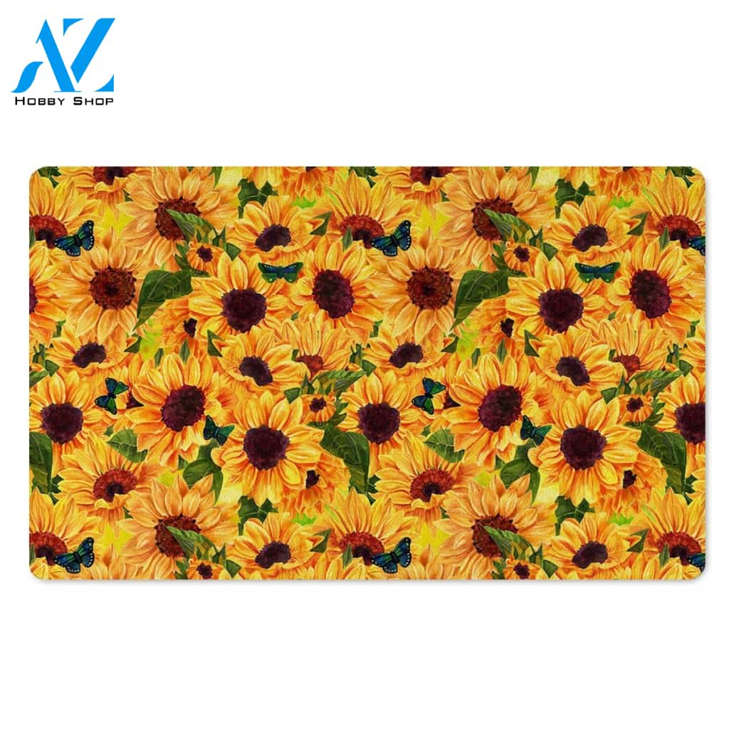 Sunflower Butterfly Door Mat